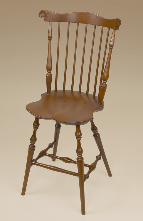 Cherry Fan-Back Windsor Stool-image