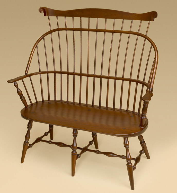 Cherry Sack-Back Windsor Settee with Comb-image