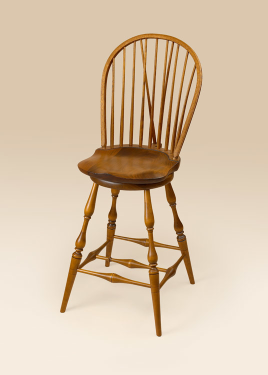 Historical Swivel Bow-Back Windsor Stool with Brace-image