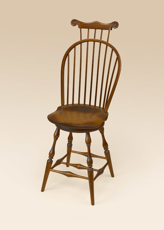 Historical Swivel Bow-Back Windsor Stool with Comb-image