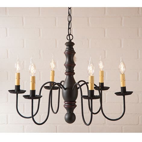 Manassas Wooden Chandelier in Sturbridge Black with Red Stripe-image