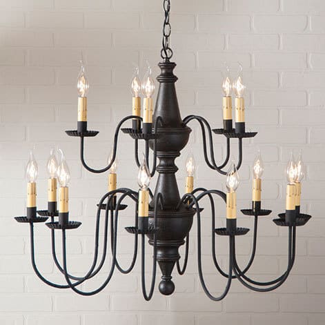 Two Tier Wooden Harrison Chandelier in Americana Black-image