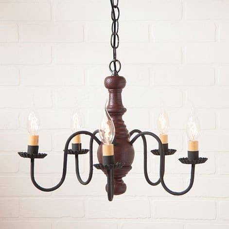 Lancaster Wooden Chandelier in Americana Red-image