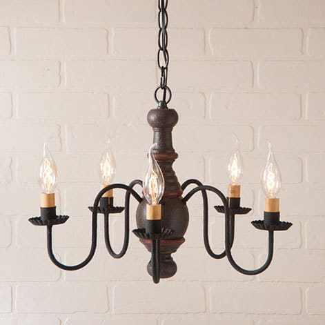 Lancaster Wooden Chandelier in Americana Espresso with Salem Brick Stripe-image