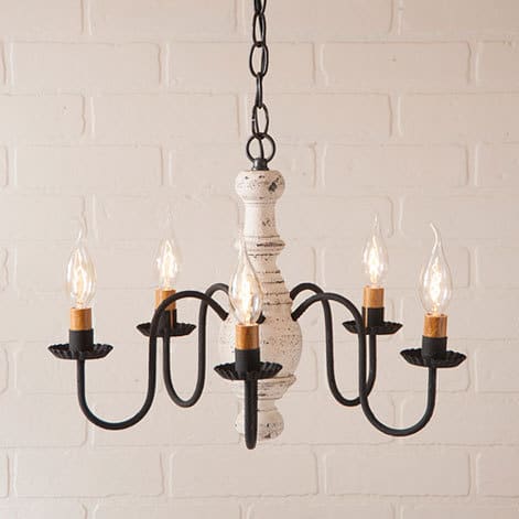 Lancaster Wooden Chandelier in Americana Vintage White-image