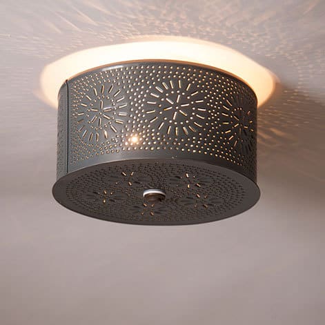 Round Ceiling Light with Chisel in Country Tin-image