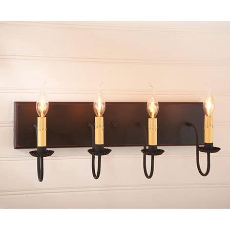 Four Arm Vanity Light in Sturbridge Black with Red Stripe-image