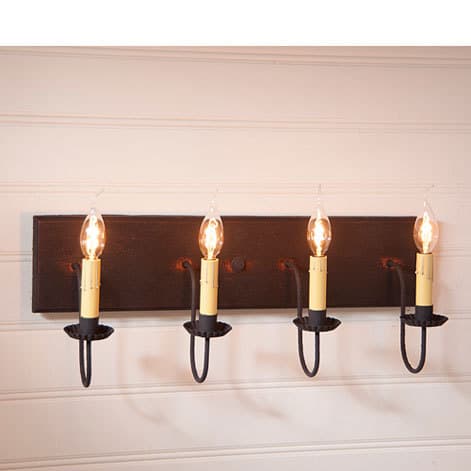 Four Arm Vanity Light in Hartford Black over Red-image