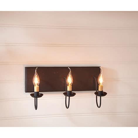 Three Arm Vanity Light in Hartford Black over Red-image