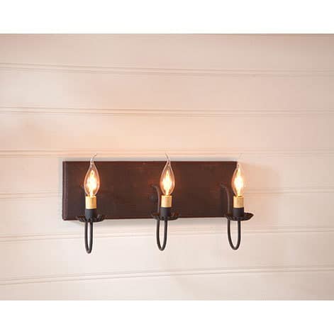 Three Arm Vanity Light in Hartford Black over Red with Red Stripe-image