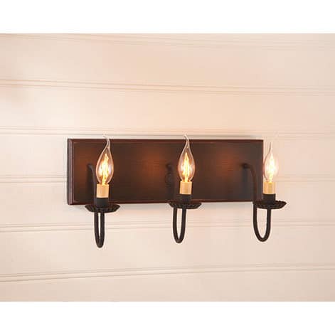 Three Arm Vanity Light in Sturbridge Black with Red Stripe-image