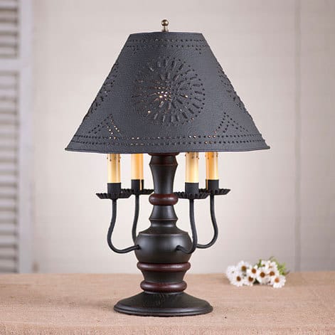 Cedar Creek Lamp in Sturbridge Black with Red Stripe-image