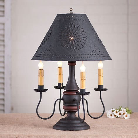 Jamestown Lamp in Hartford Black over Red with Red Stripe-image