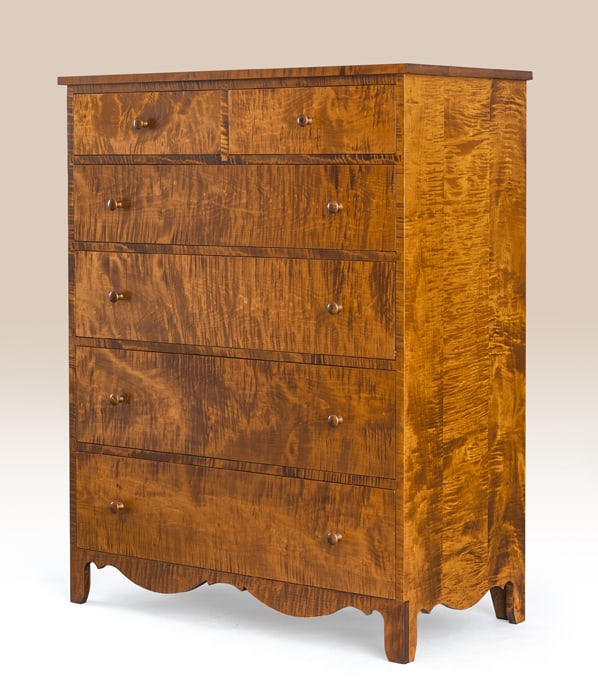 Tiger Maple Wood Shaker Chest of Drawers-image