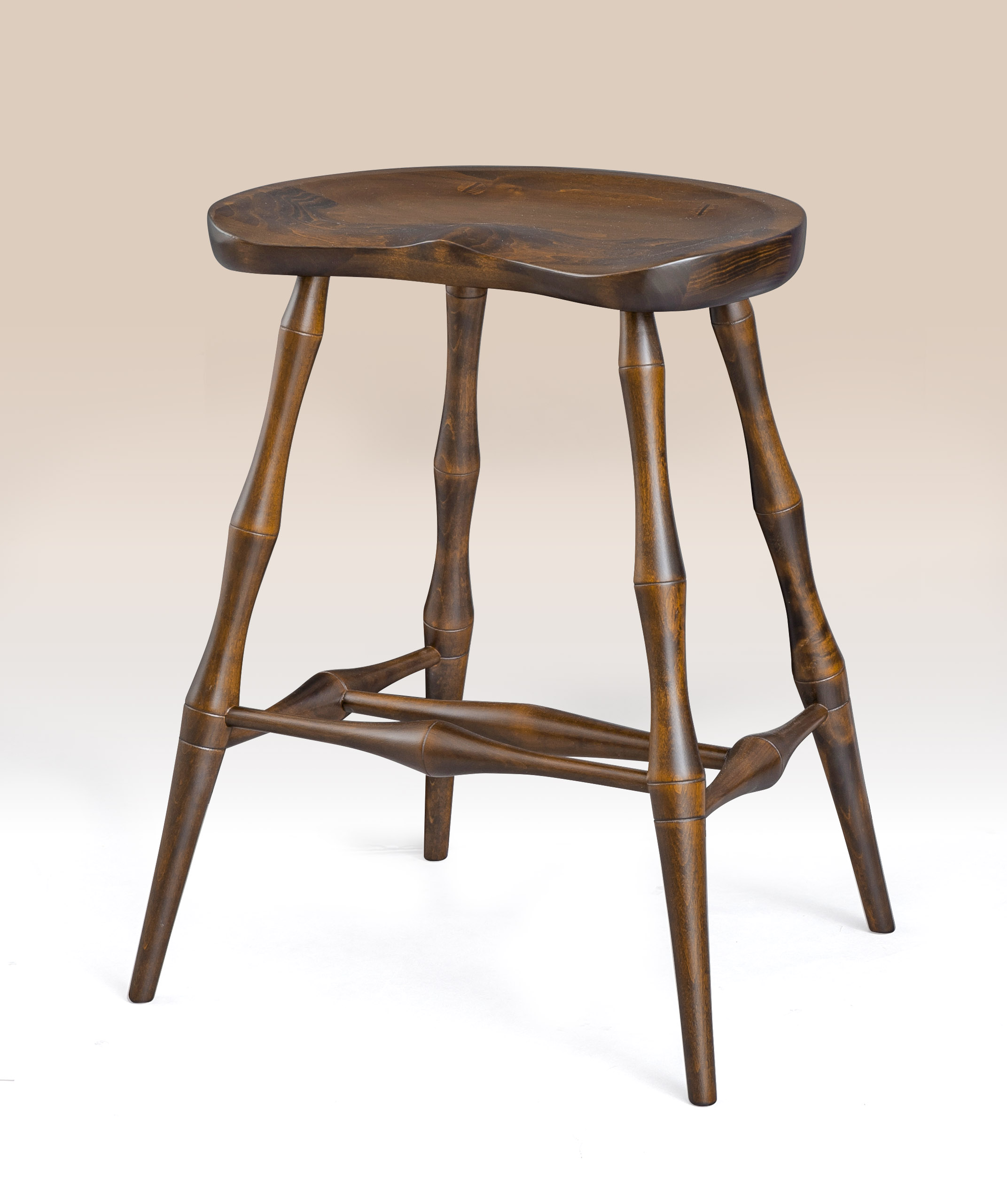 Historical Saddle Seat Stool with Bamboo Style Turnings-image