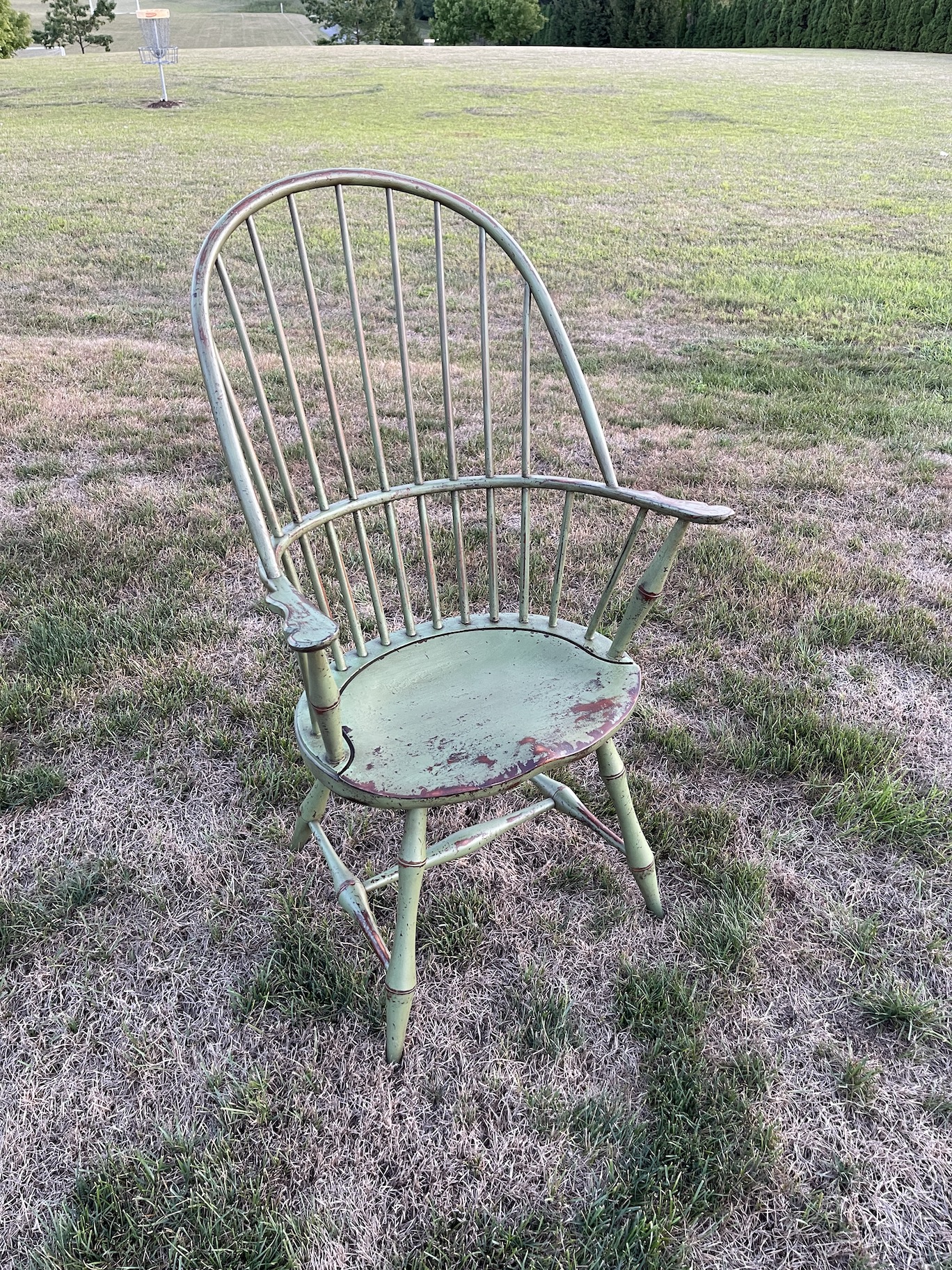 Painted Historical Sack Back Windsor Armchair with Bamboo Turnings-image