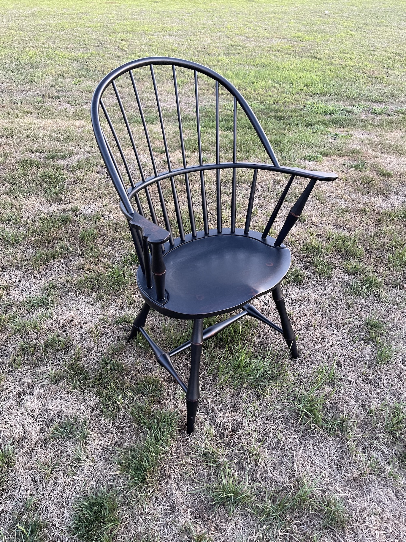 Painted Historical Connecticut Sack Back Windsor Armchair with Bamboo Turnings-image