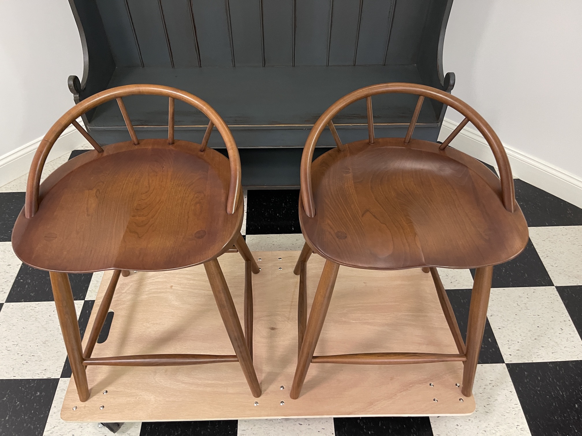 Pair of Cherry Abilene Stools-image