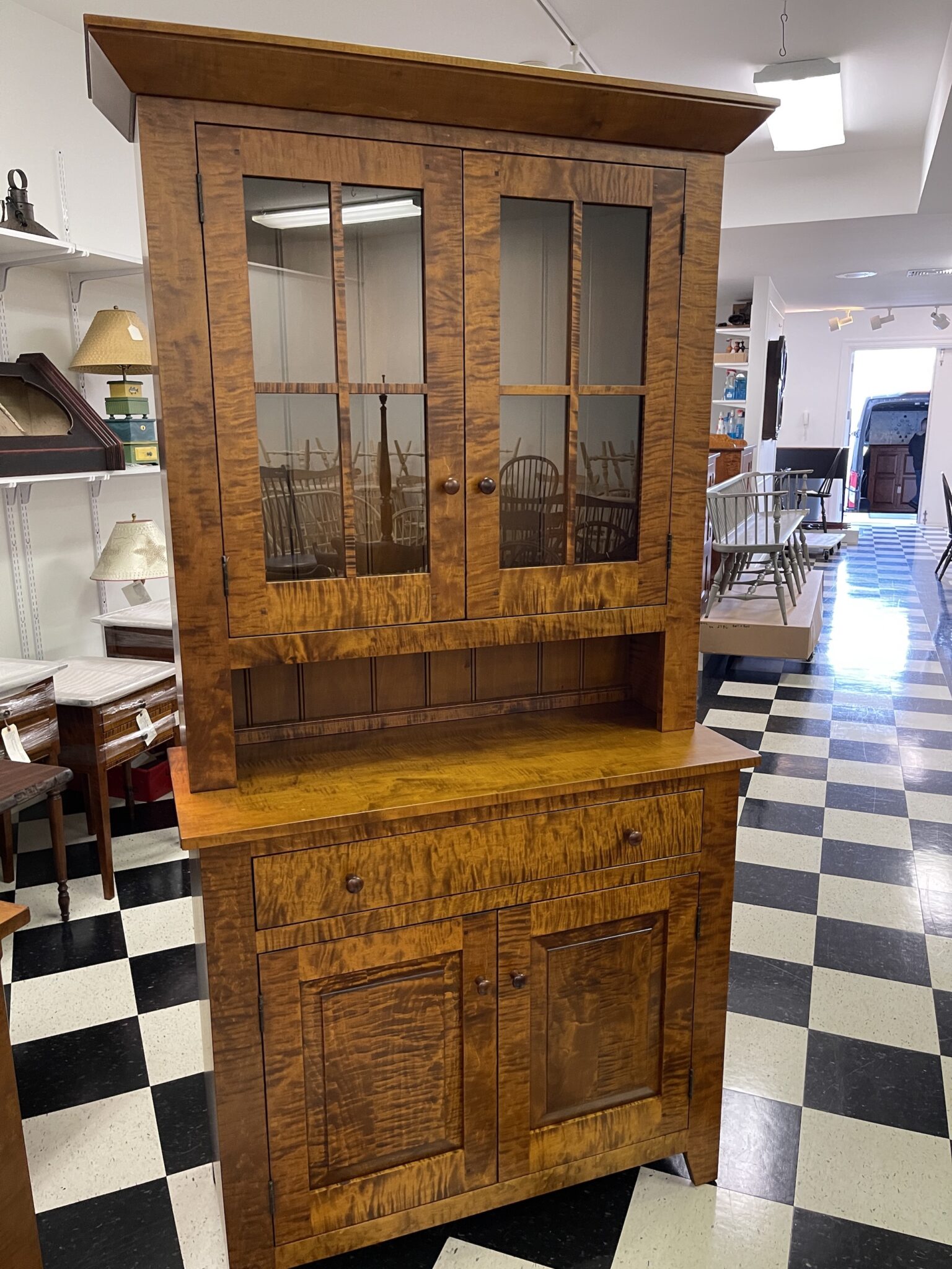 Tiger Maple Wood Canterbury Wall Cupboard-image