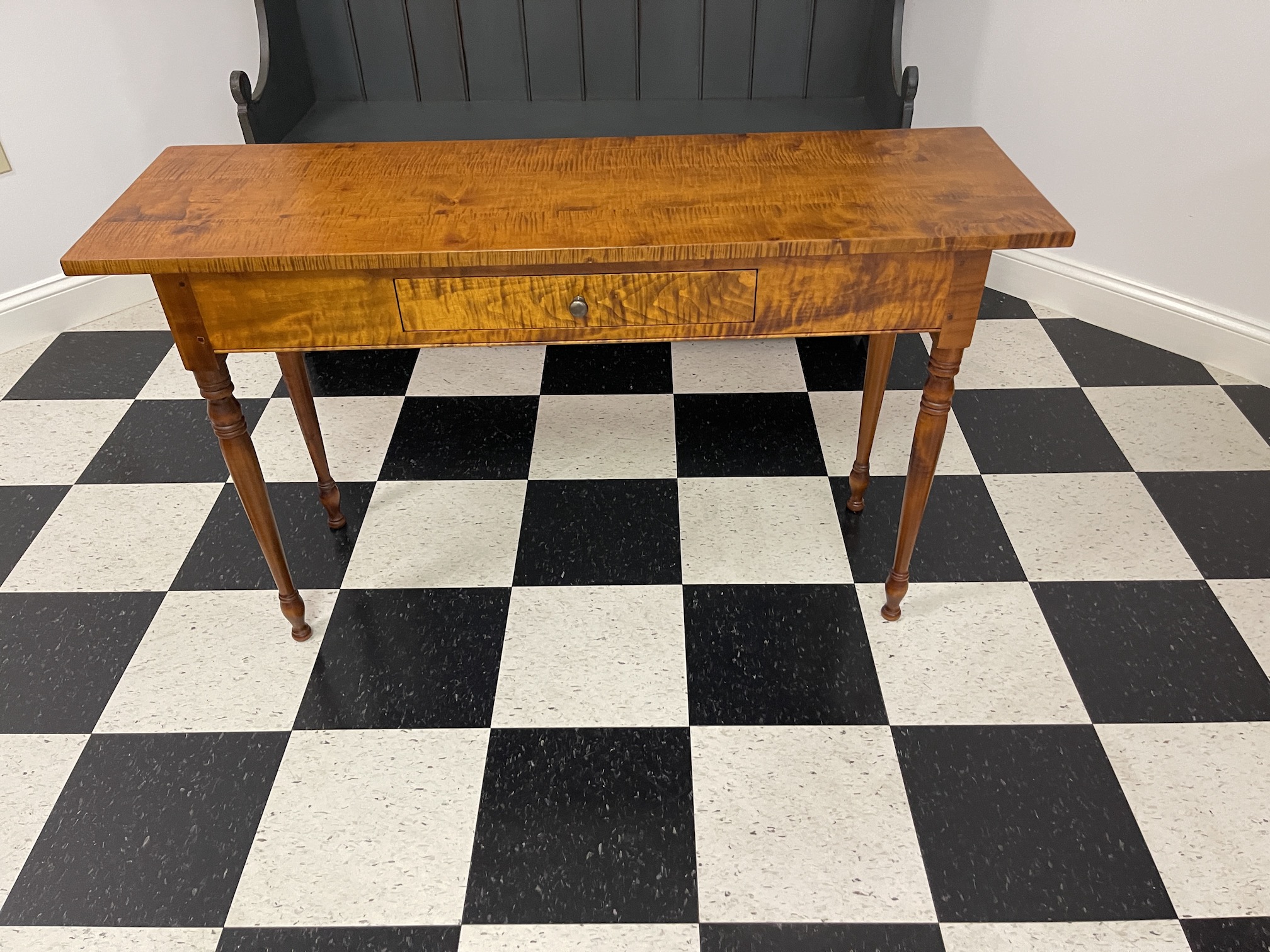 Tiger Maple Wood Historical Summerville Hall Table-image