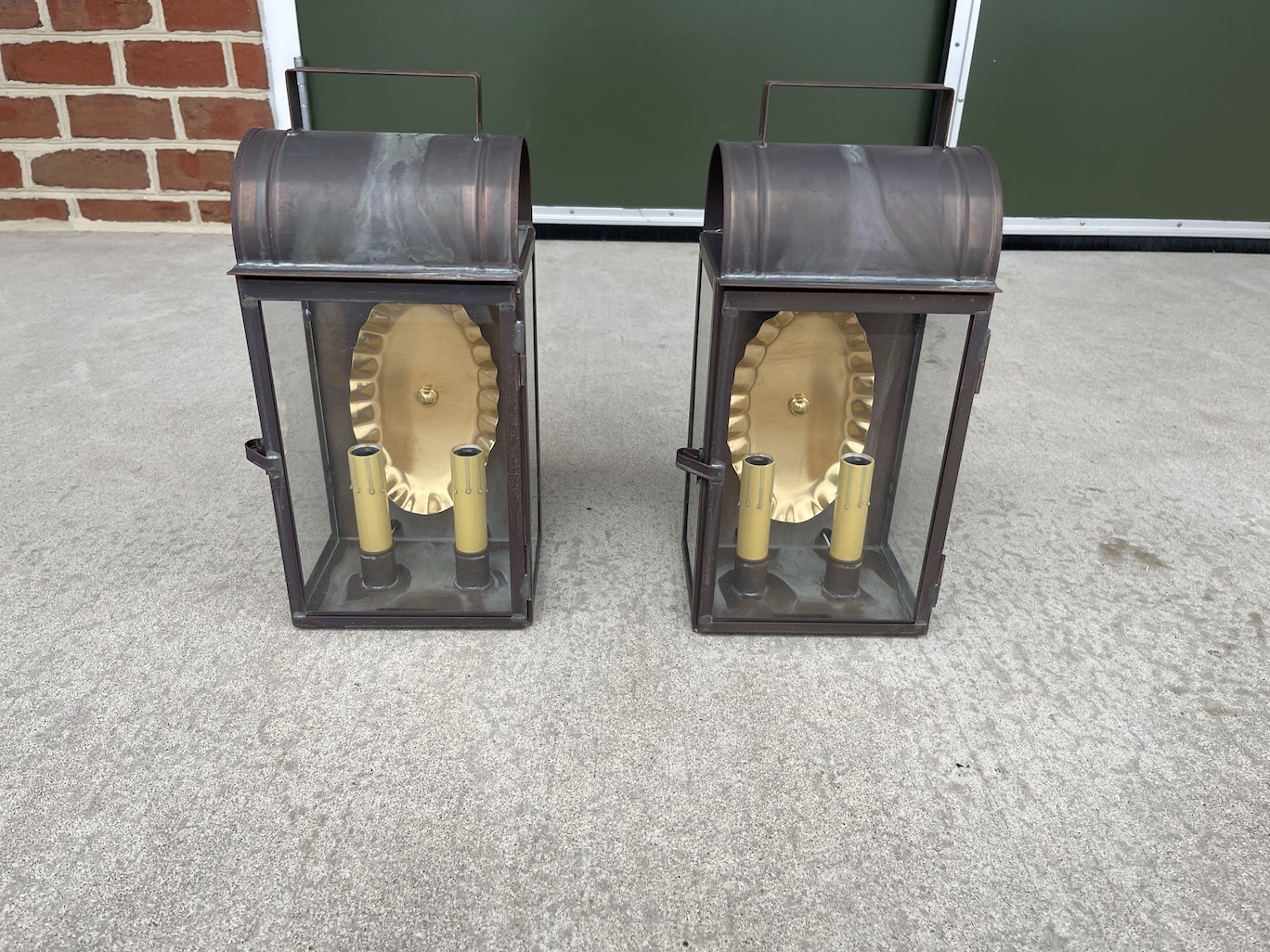 Pair of Virginia Wall Lights - Outdoor Lighting - Dark Brass-image