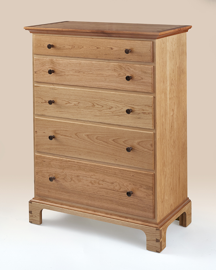 Natural Finish New Lebanon 5 Drawer Shaker Chest of Drawers-image