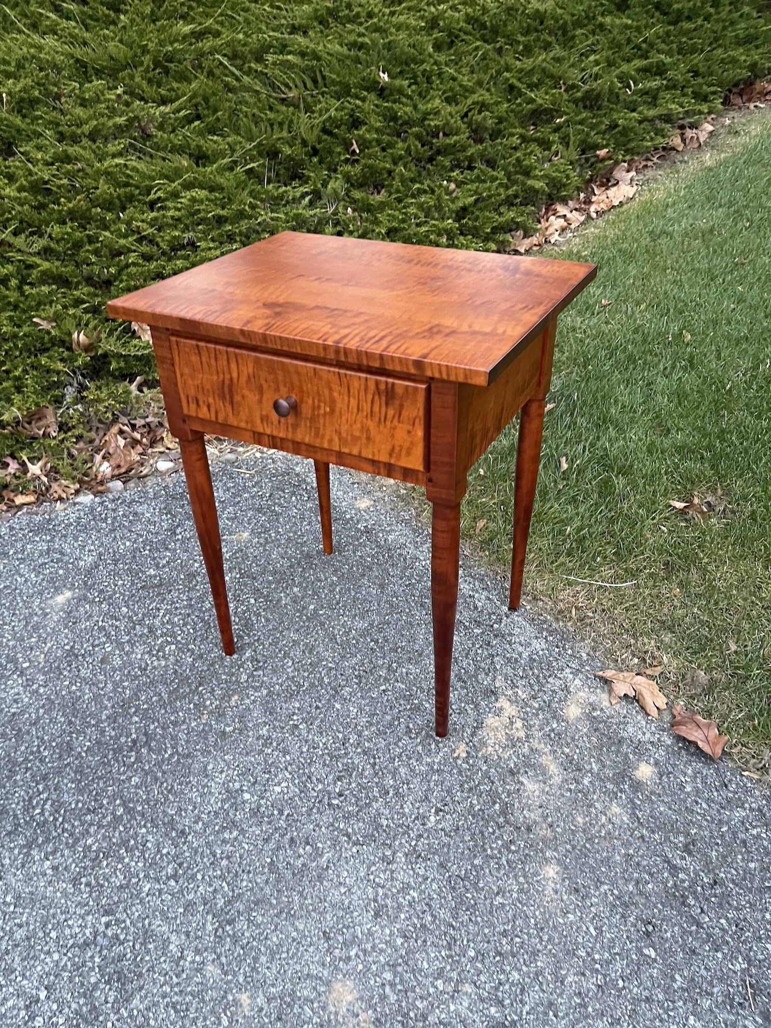 Tiger Maple Wood One Drawer Shaker Stand - SOLD-image