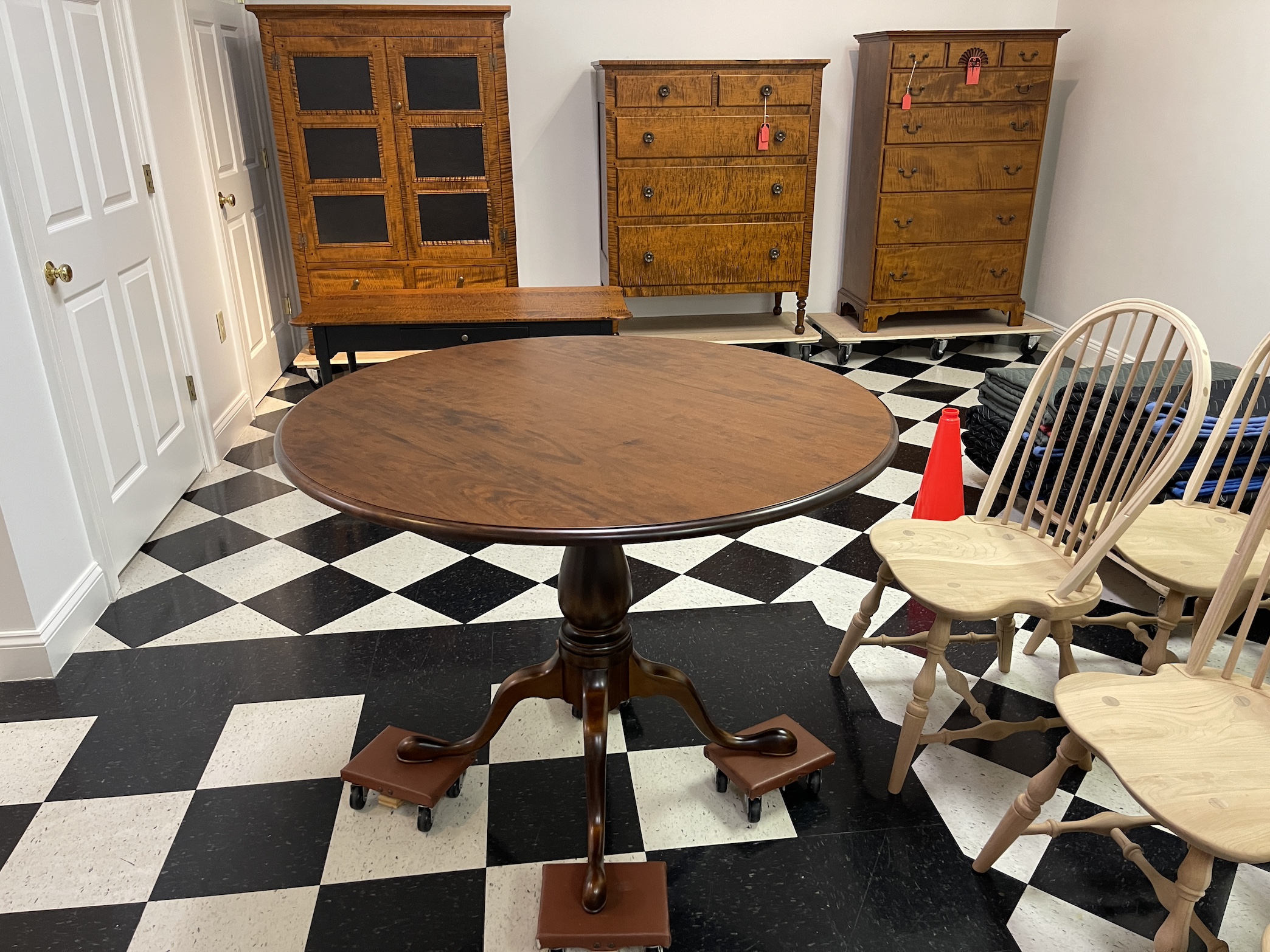 Cherry Wood Round Pedestal Table - SOLD-image