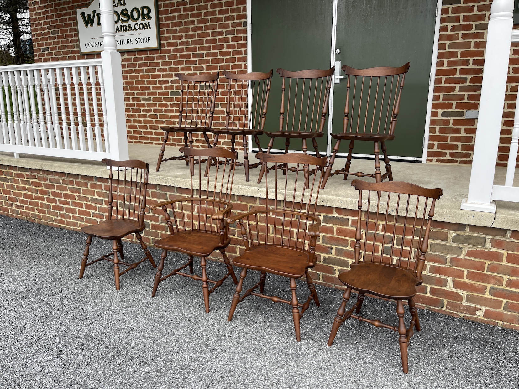 Cherry Wood Set of 8 Windsor Chairs-image