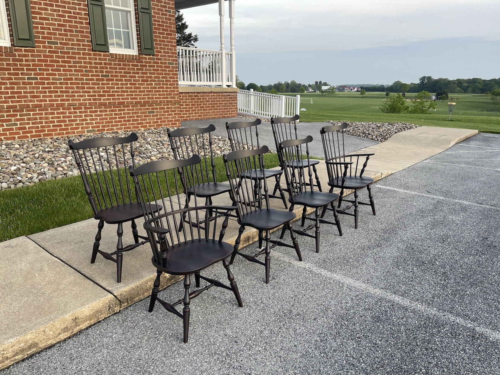 8 New England Fan Back Windsor Chairs-image