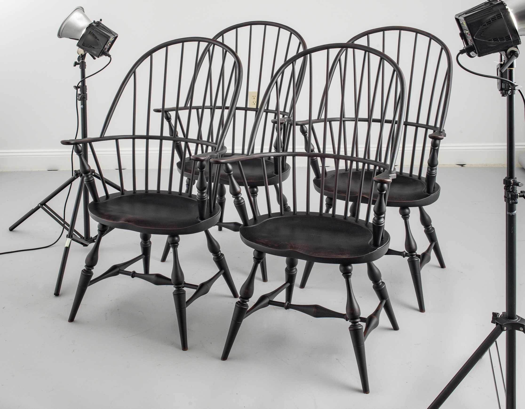 4 Historical Sack Back Windsor Armchairs-image