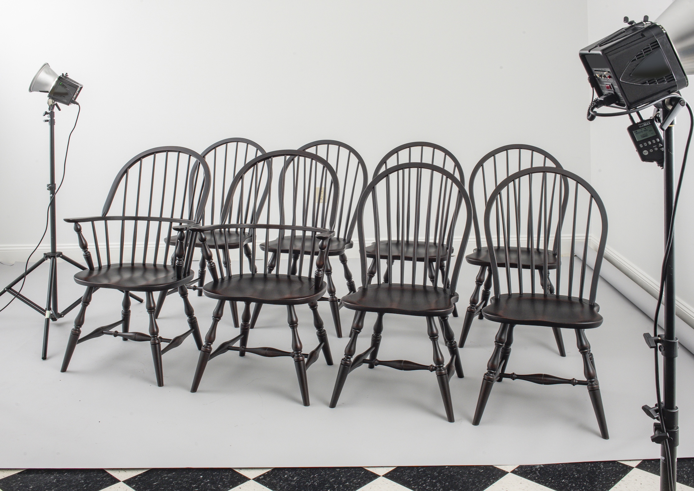 Black 8 Windsor Chairs-image