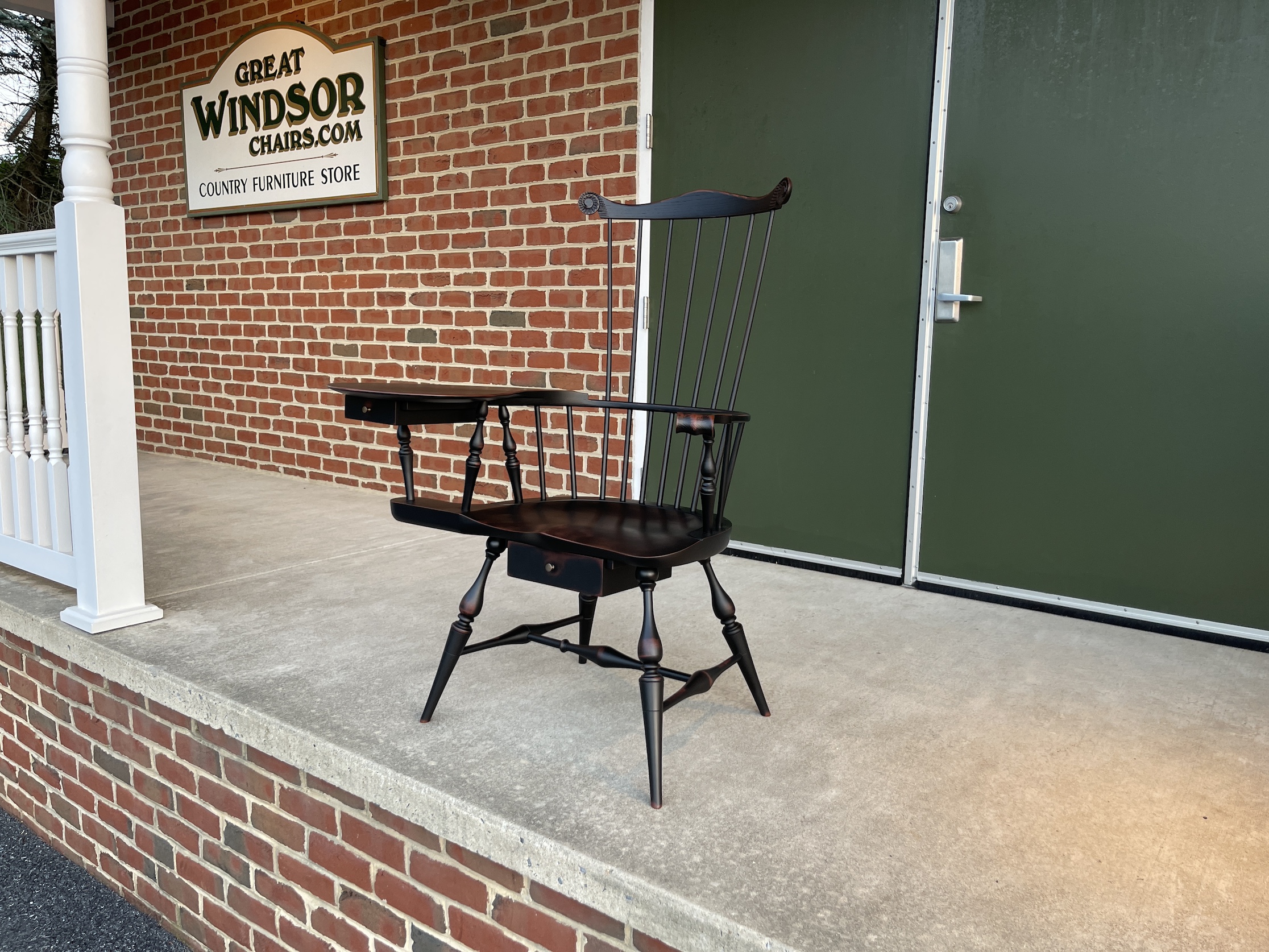 Black Windsor Writing Armchair-image