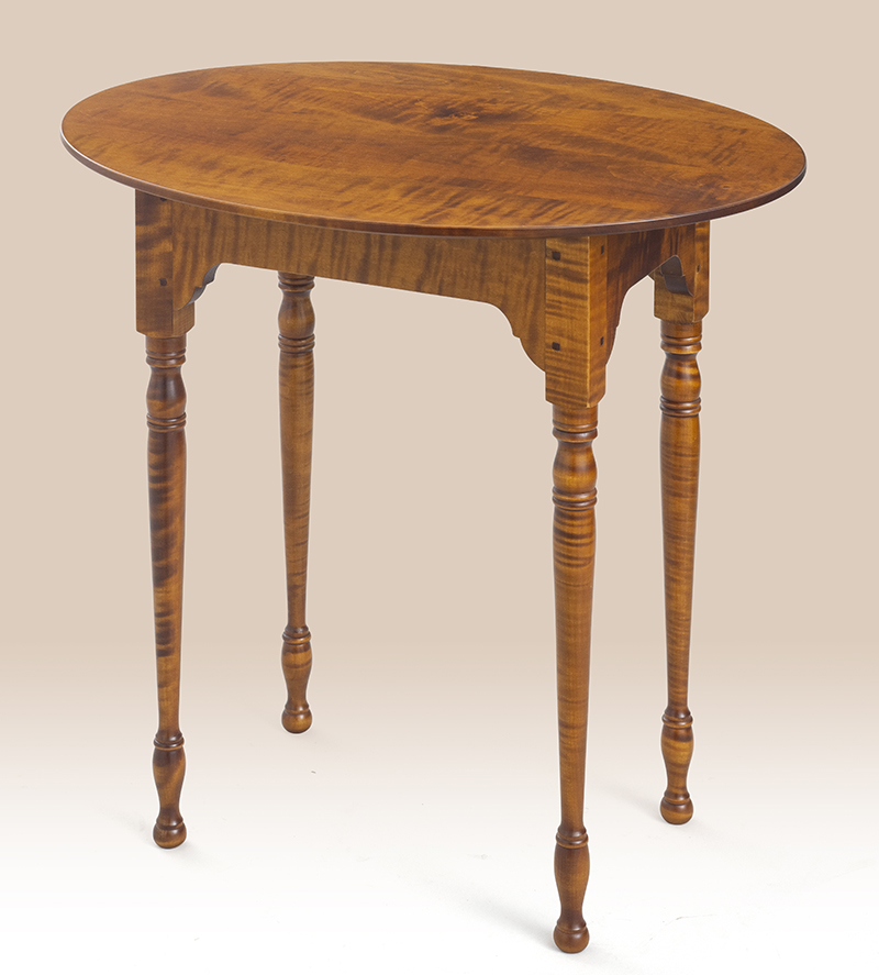 Tiger Maple Wood Oval Top Farmhouse Stand-image