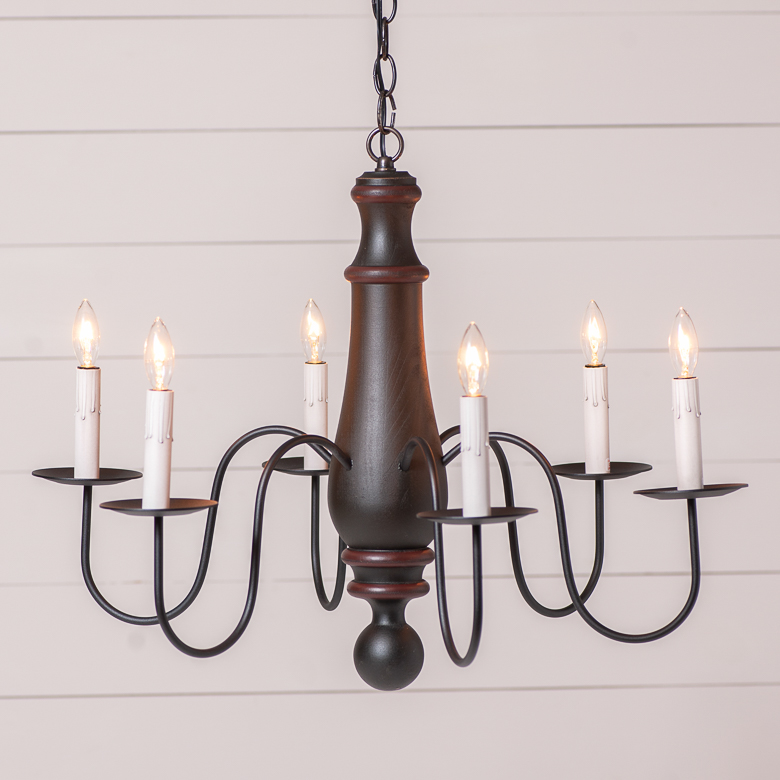 Large Wooden Norfolk Chandelier in Rustic Black-image