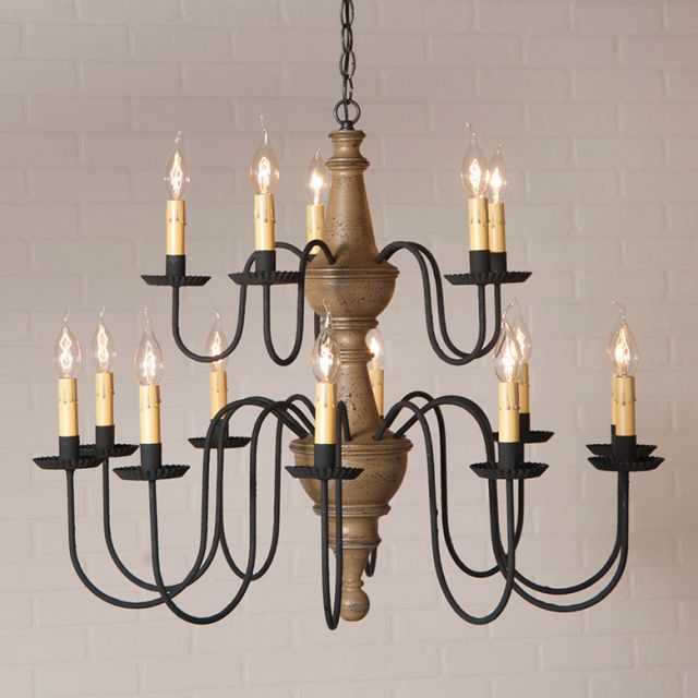 Two Tier Wooden Harrison Chandelier in Americana Pearwood-image