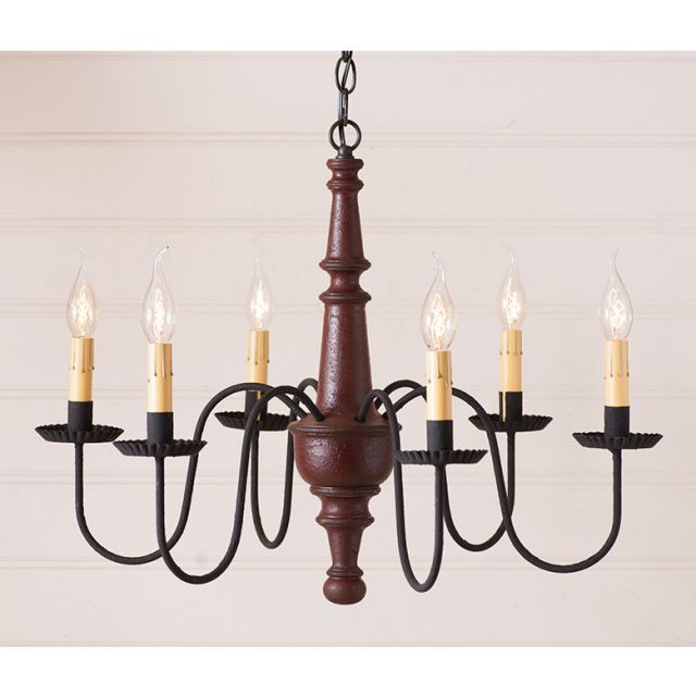 Harrison Wooden Chandelier in Americana Plantation Red-image