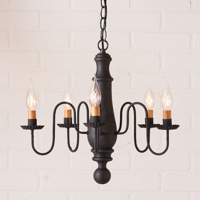 Medium Norfolk Chandelier in Hartford Black over Red-image